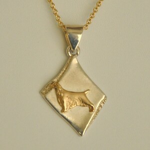 14K Gold Springer Spaniel on Silver Pendant