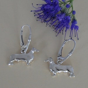 Dachshund Earrings in Sterling Silver