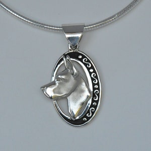 Great Dane Oval Pendant in Sterling Silver
