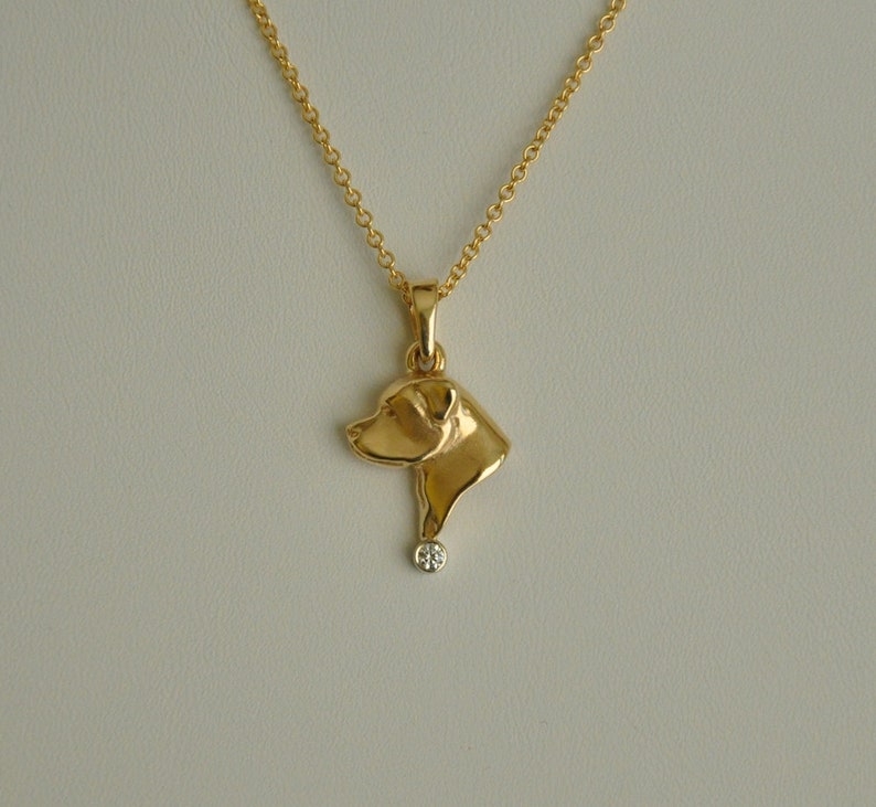 14K Gold Rottweiler Head Pendant With Diamond Accent - Etsy