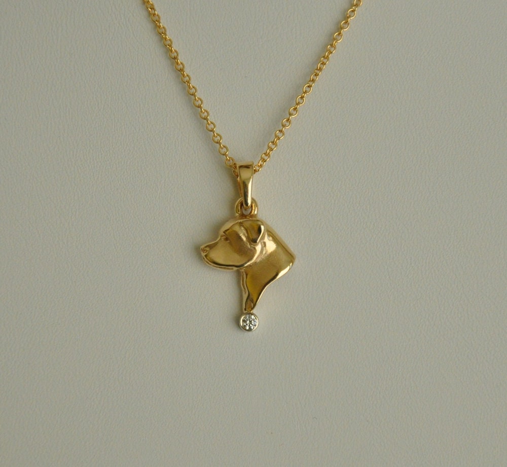Diamond Head Rottweilers 14K Gold Rottweiler Head Pendant With Diamond Accent - Etsy