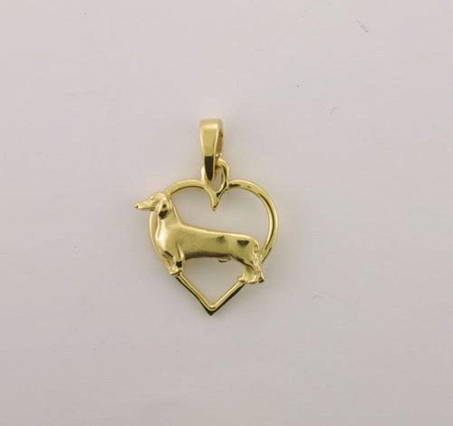 14K Gold Smooth Dachshund Heart Pendant Etsy