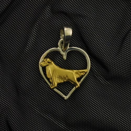 Adorable Golden Retriever Dog Charm Pendant – 14k Yellow Gold High Polish Pet Jewelry