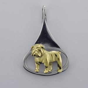 Bulldog 14K Teardrop Pendant