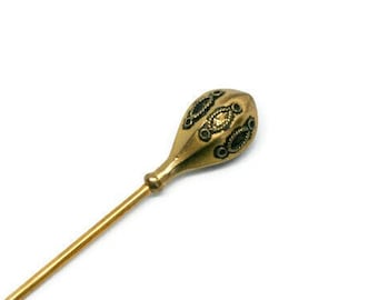 Alfiler de sombrero con textura morisca victoriana, alfiler de sombrero de la década de 1900, alfiler de palo eduardiano, alfiler de sombrero chapado en oro, alfiler de sombrero victoriano, alfiler de sombrero morisco, alfiler antiguo