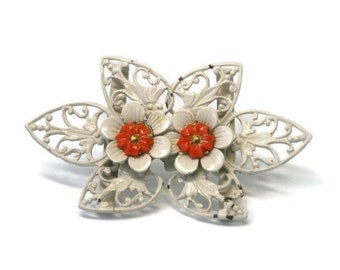Vintage Enamel White Gold Colorful Tone Bird Flower Bolo  display picture 1