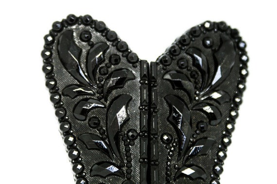 Victorian French Jet Belt Buckle, Mourning Jewelr… - image 3