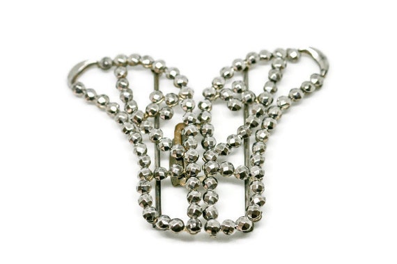 Victorian Butterfly Cut Steel Belt Buckle, Riveted Steel Cut  display picture 1