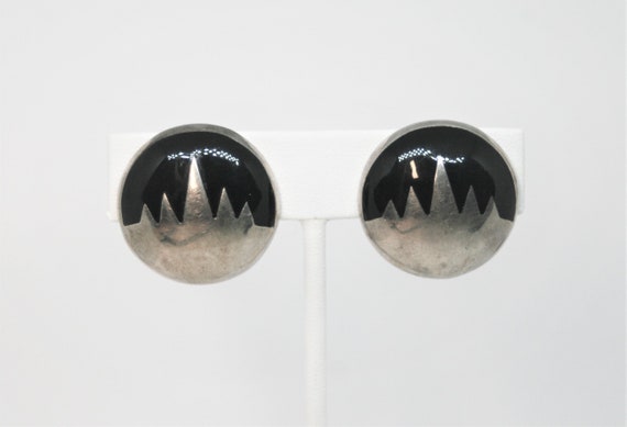 Southwest Sterling Silver and Enamel Earrings, Cl… - image 7