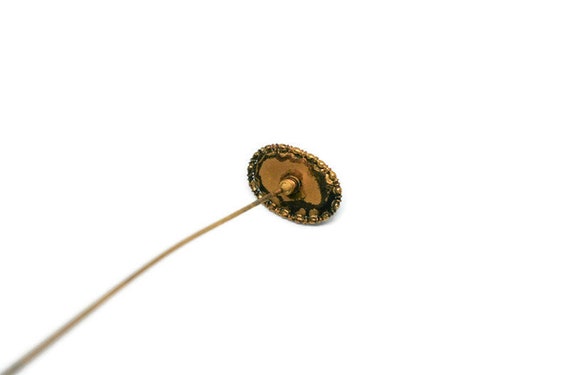 Antique Carved Scarab Hat Pin, Faux Jade Scarab, … - image 9