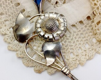 Broche de flores de plata de ley Truart firmado