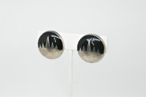 Southwest Sterling Silver and Enamel Earrings, Cl… - image 8