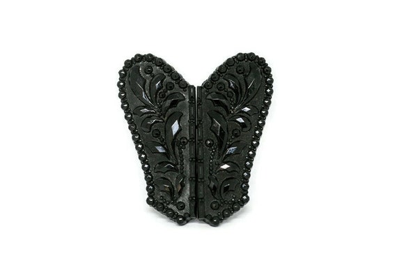 Victorian French Jet Belt Buckle, Mourning Jewelr… - image 2
