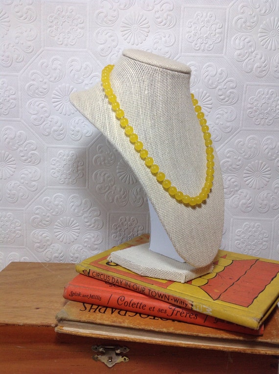 Bright Yellow Dyed Jade Necklace, Semi Precious J… - image 6