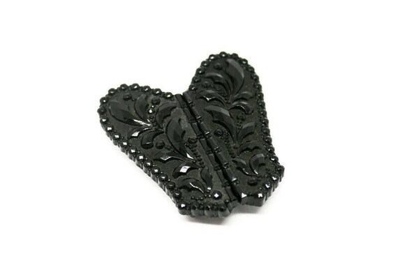 Victorian French Jet Belt Buckle, Mourning Jewelr… - image 7