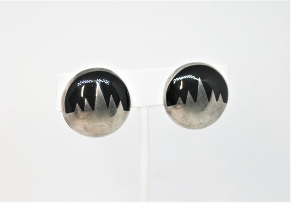 Southwest Sterling Silver and Enamel Earrings, Cl… - image 6