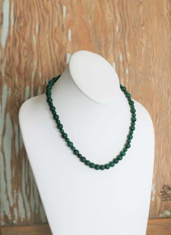 Malachite Boho Unpolished Beaded Necklace with 14K