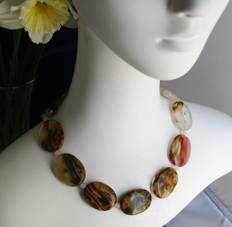 Huge Volcano Chery Quartz Sterling Silver Necklace