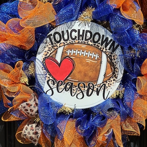 Personalized Hand Made College Football Wreath for your door- Custom Autumn Decor