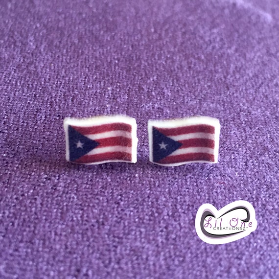 Emoji Puerto Rican Flag Earrings Pin Etsy