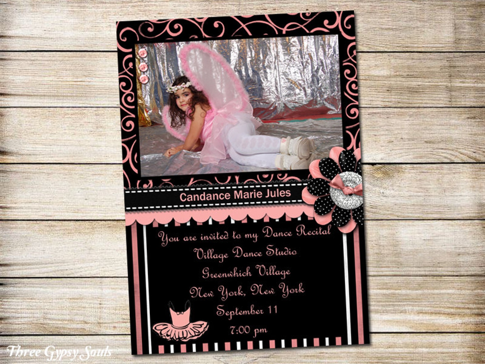 pink and black dance recital invitation ballet recital invitation