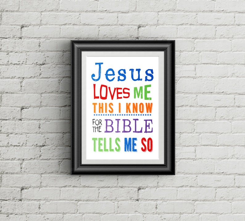 Bible Verse Wall Art Nursery Art Print Jesus Loves Me This I Etsy