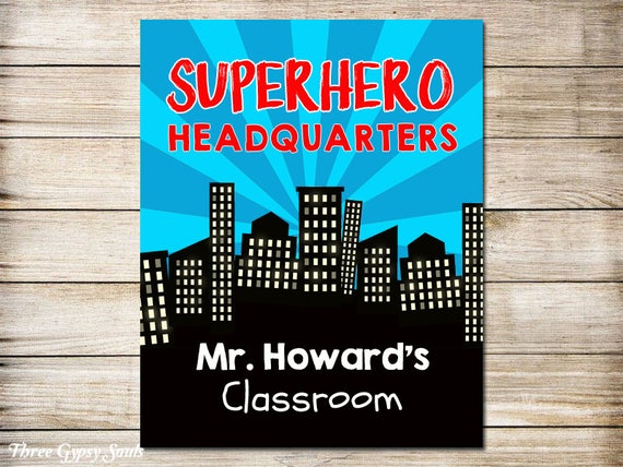 Printable Art Superhero Classroom Decor Superhero Headquarters Etsy