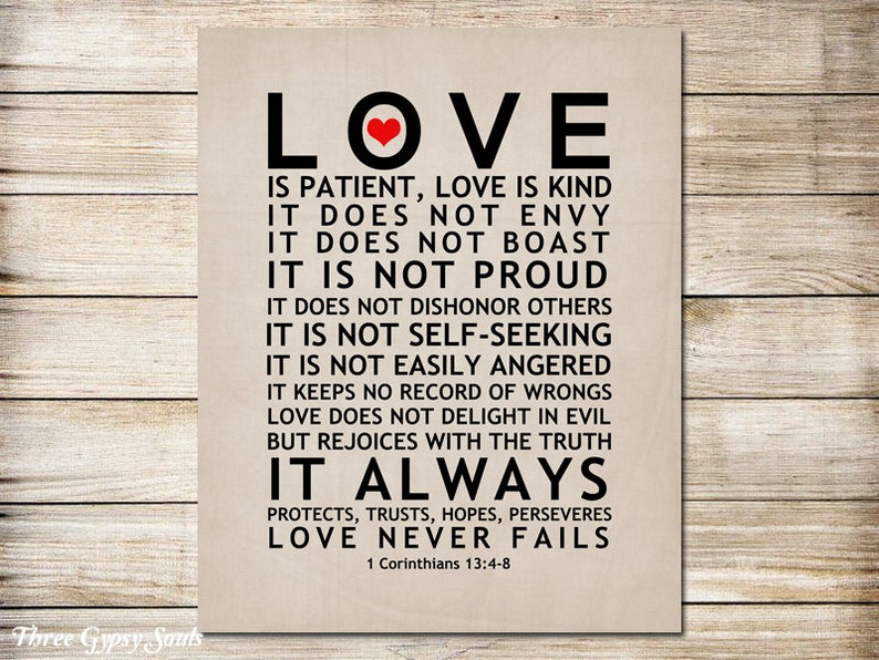 PRINTABLE ART Love Is Patient Love Is Kind 1 Corinthians 13 | Etsy