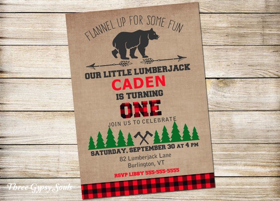 Bucheron Anniversaire Invitation Bucheron 1ere Invitation Etsy