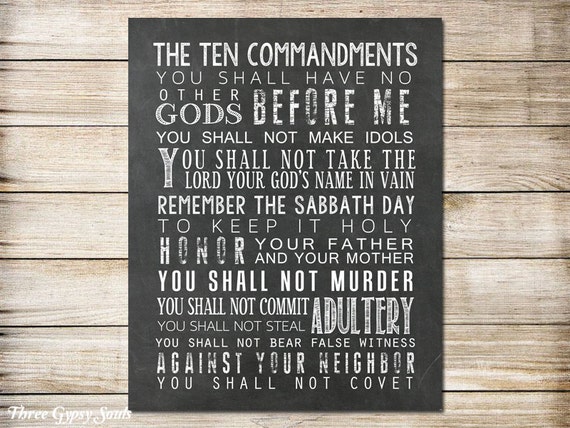 Printable Art Ten Commandments Verse Exodus 20 10 - Ten Commandments Vinyl Wall Art Printable Art Ten Commandments Verse Exodus 20 10 - Ten Commandments Vinyl Wall Art