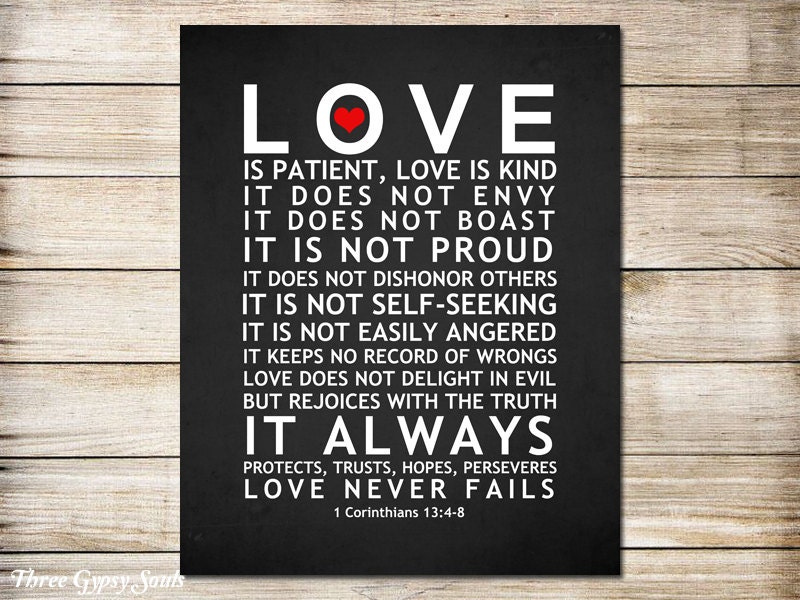 PRINTABLE ART Love Is Patient Love Is Kind Bible Verse 1 Etsy