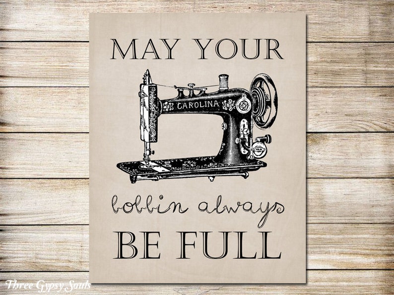 Printable Art Vintage Sewing Machine Wall Decor Room Beige