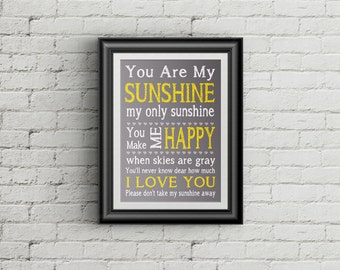 You Are My Sunshine Nursery Print My Only Sunshine Childrens Wall Art Playroom Decor Kids Room