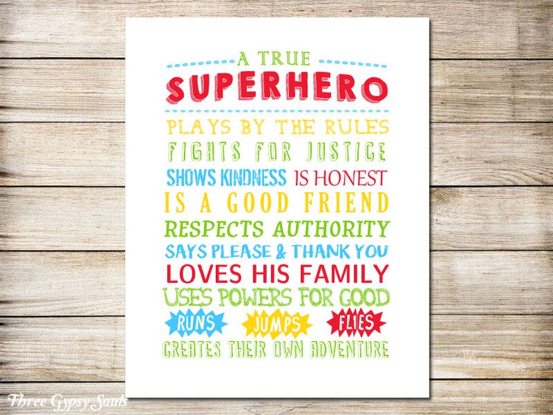 PRINTABLE ART Superhero Wall Art Superhero Nursery Art Etsy