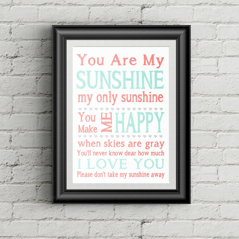 You Are My Sunshine Wall Art Print Childrens Nursery Decor You Etsy