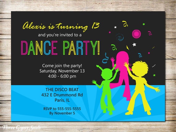 Tanz Party Einladung Disko Party Einladung Tanz Einladung Tanz Etsy