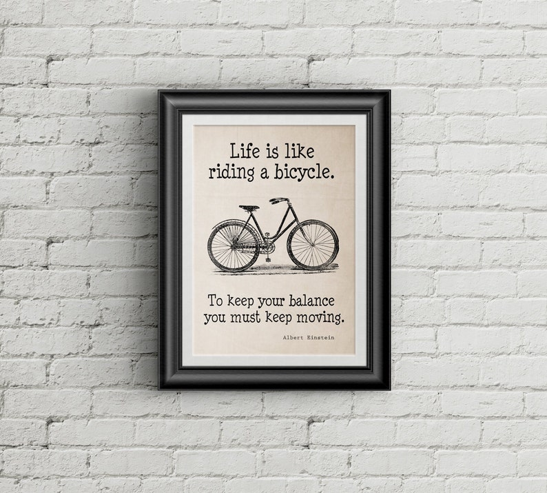 Life Is Like Riding A Bicycle PRINT Albert Einstein Quote | Etsy