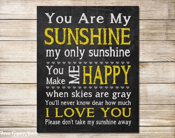 PRINTABLE ART You Are My Sunshine Wall Art Little Girls Room Decor You Are My Sunshine My Only Sunshine Nursery Wall Art Kids Room Decor