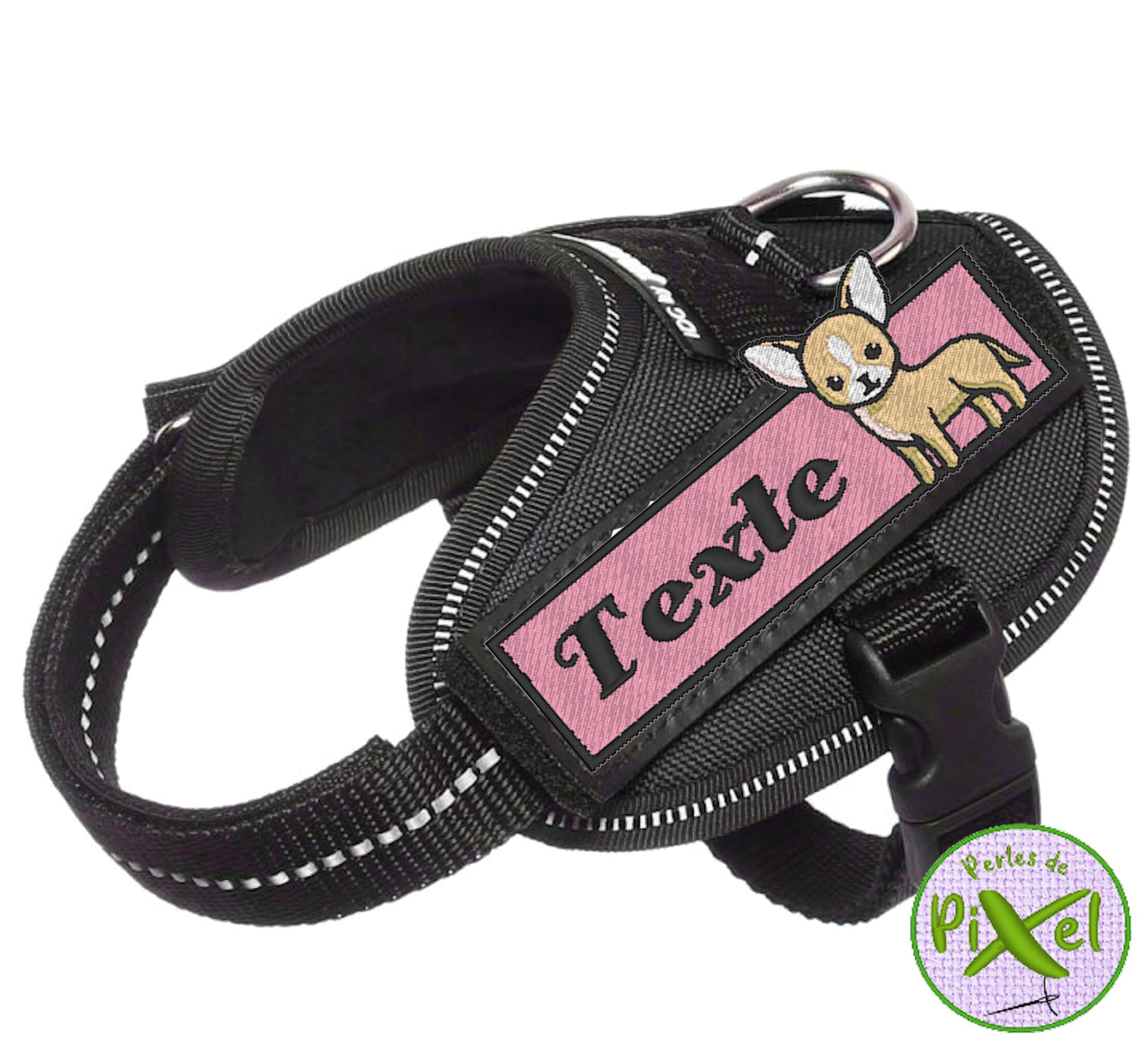 Bandeau Brodé Chihuahua Patch Pour Customiser Le Harnais de Votre Animal ou Ses Vêtements Kawaii Dog