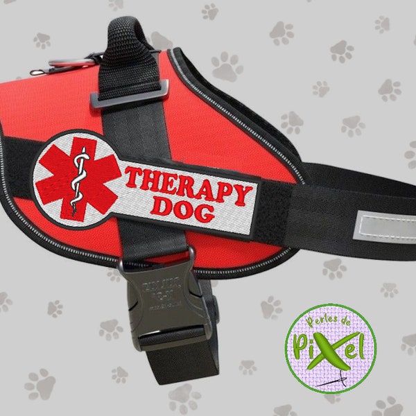 THERAPY DOG, ASSISTANCE patch badge embroidery label to customize the harness or various textile supports