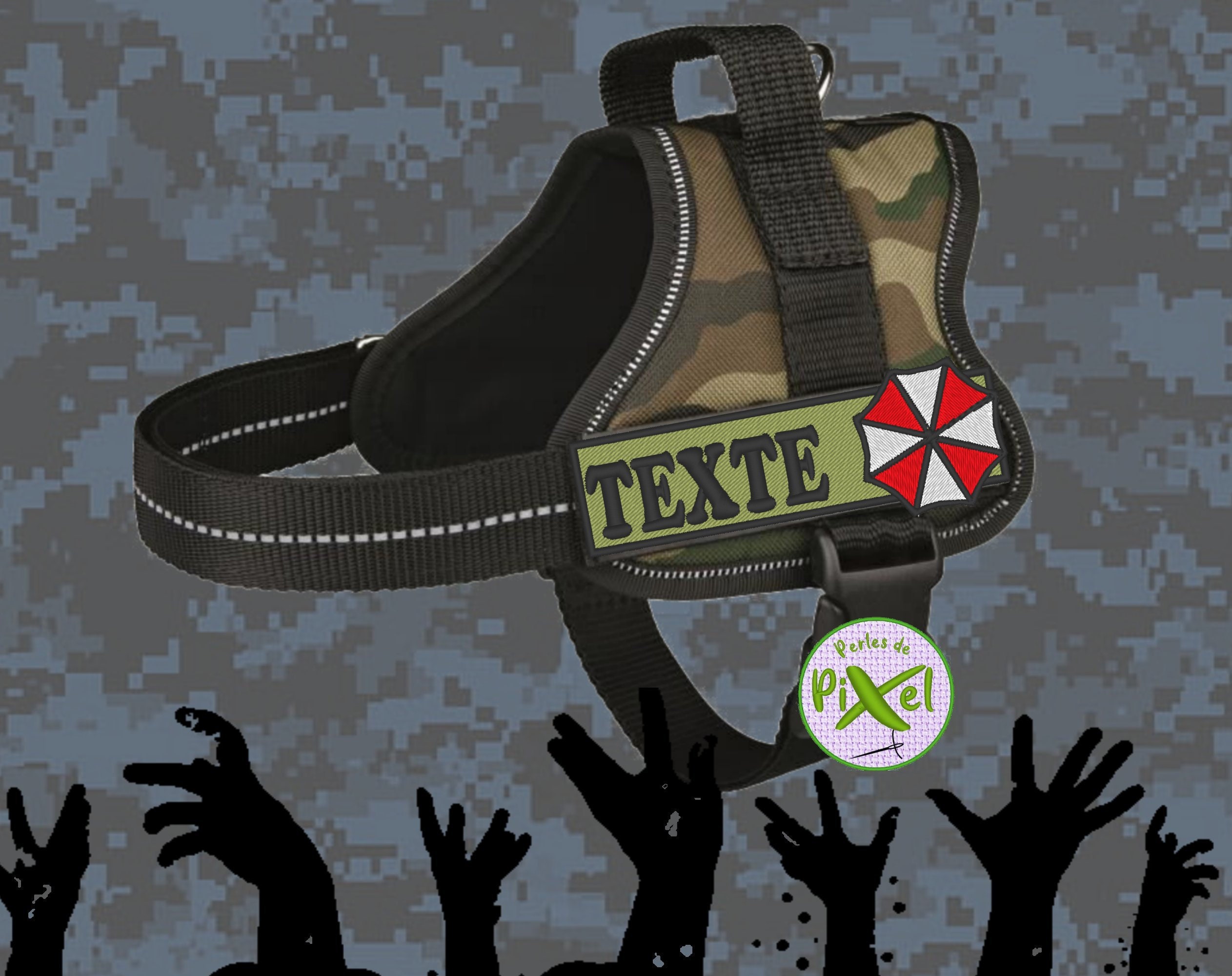 Bandeau Patch Pour Customiser Le Harnais de Votre Animal ou Ses Vêtements Thème Zombie Umbrella Corp