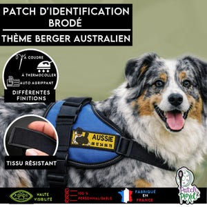 Australian Shepherd Aussie embroidered patch to customize your clothes, textiles, or your dog's harness