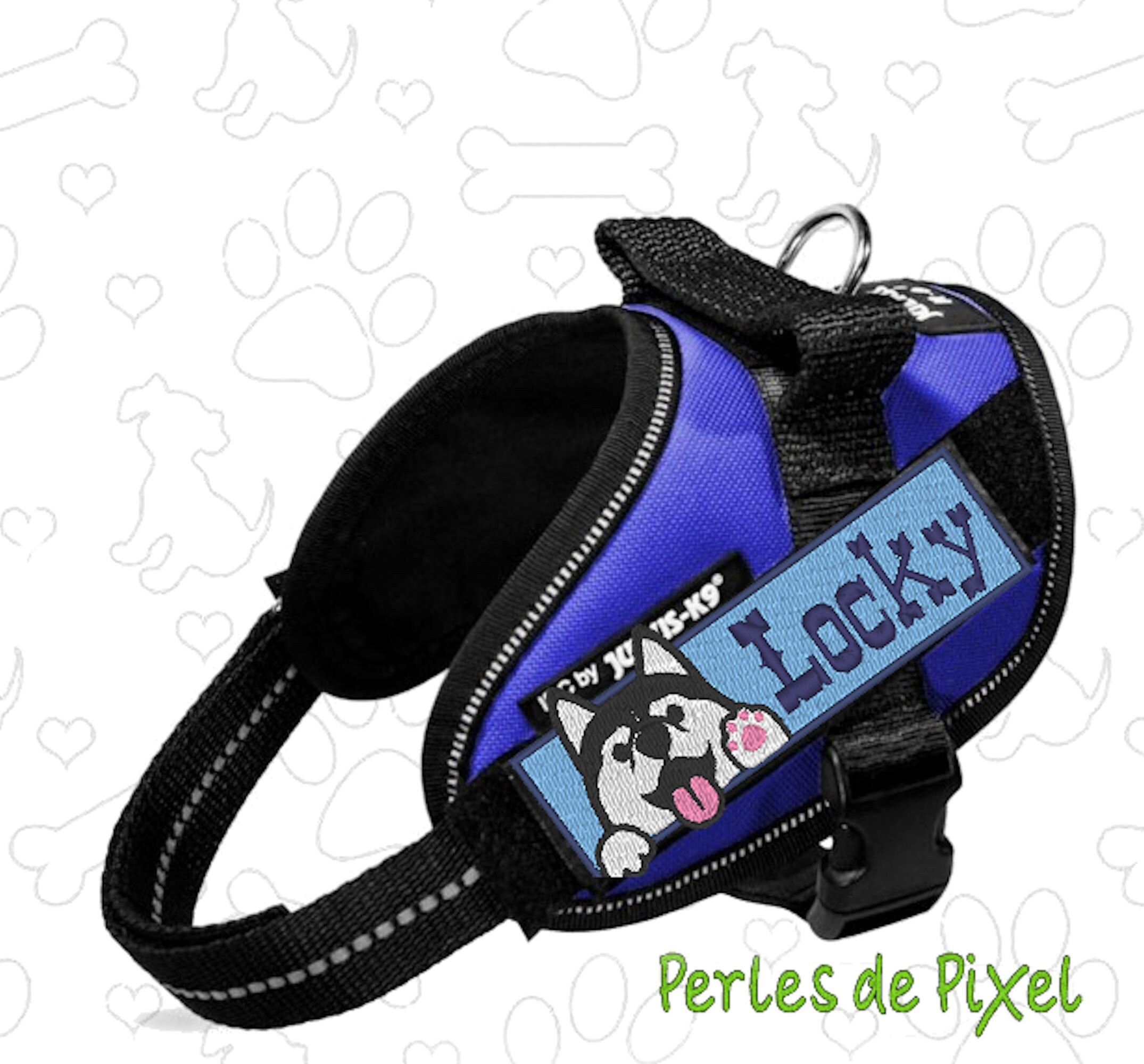 Custom Name /Bandeau /Service Dog Patch Pour Customisation de Vêtements ou Harnais Thème Husky, Akit