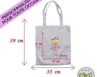 Personnalisation brodée de votre dessin sur sac en coton