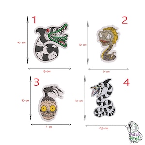 BEETLEJUICE sand snake embroidery patch for customizing various textile supports such as shoes, caps, hats, jackets