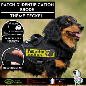 TECKEL patch écusson broderie pour identifier le harnais de son animal ou customiser des vêtements, chaussures, accessoires...