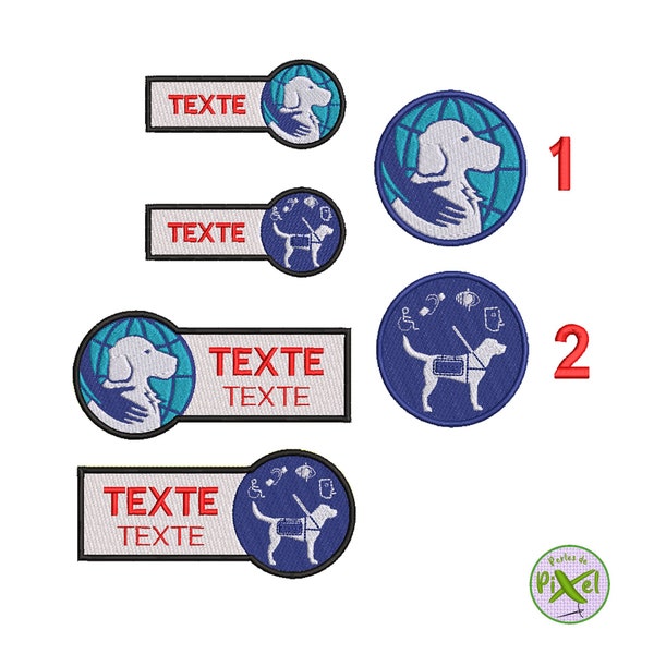 HANDI DOG, ASSISTANCE patch badge embroidery label to customize the harness or various textile supports