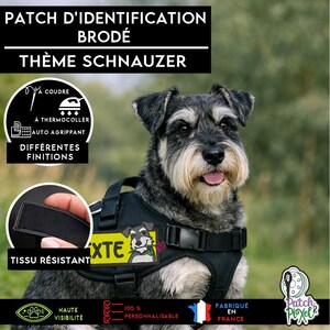 SCHNAUZER patch écusson broderie pour identifier le harnais ou collier de son animal ou customiser des supports textiles