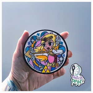 ZELDA stained glass patch, embroidered emblem for customizing various textile items
