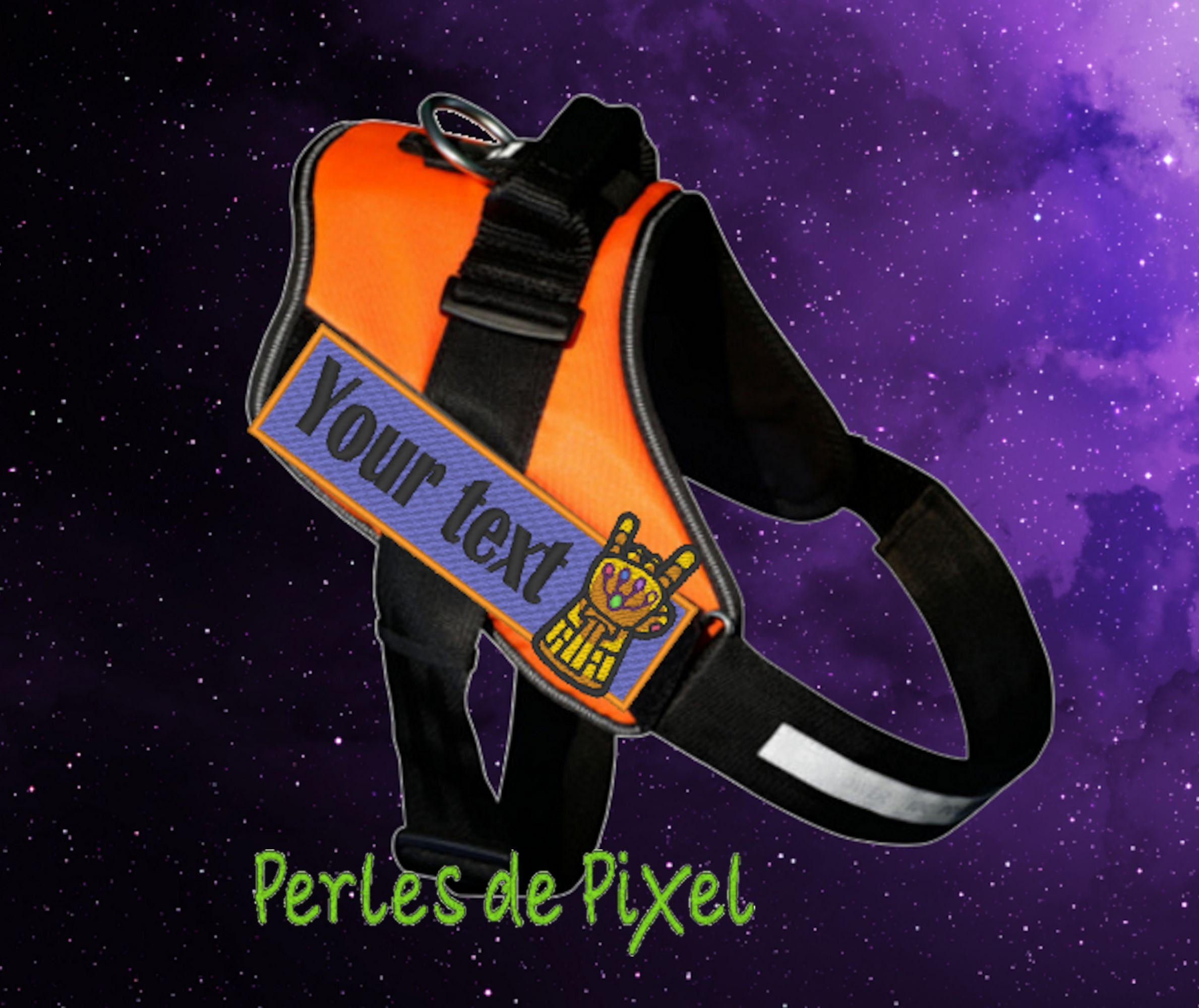 Patch Brodé Pour Harnais Chien Chat Furet Thème Gant de L'infini